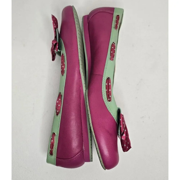 Donald Pliner Fancy Fuchsia Ballet Flats Slip-On Bow Fuchsia/Green 9.5 B - Picture 6 of 9